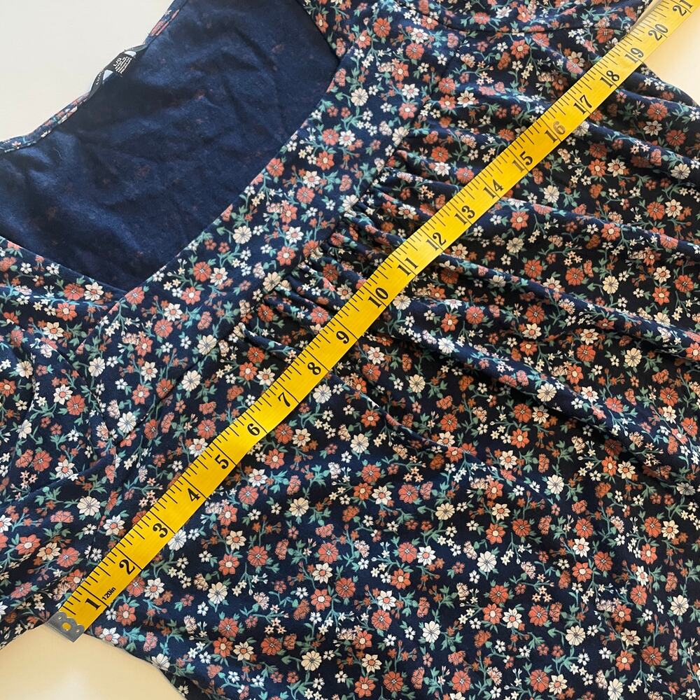 Lucky Brand Blue Floral Long Sleeve Tee Womens Large Square Neck Knit Boho Top - Picture 9 of 11
